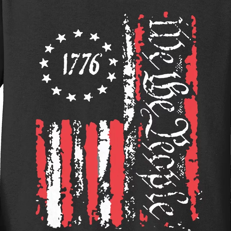 American Flag Patriotic 1776 We The People Usa Kids Long Sleeve Shirt