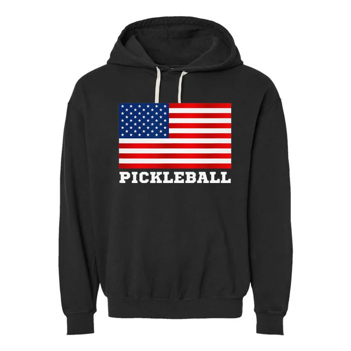 American Flag Pickleball Player USA Pickleball Lover Garment-Dyed Fleece Hoodie