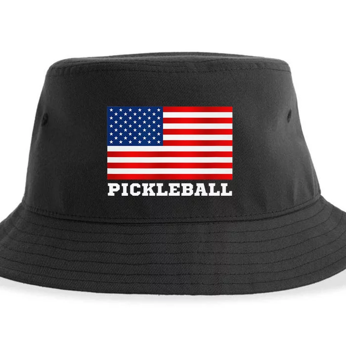 American Flag Pickleball Player USA Pickleball Lover Sustainable Bucket Hat