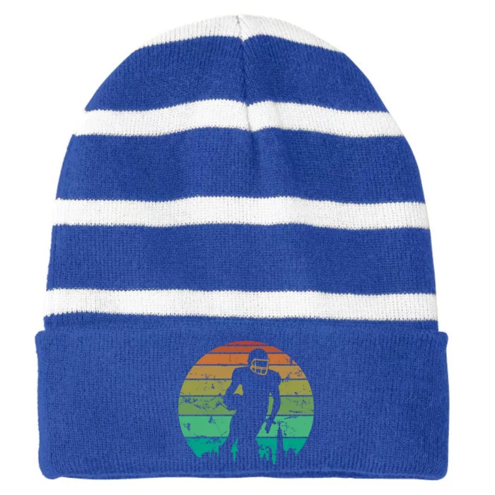 American Football Player Vintage Sports Gift Striped Beanie with Solid Band