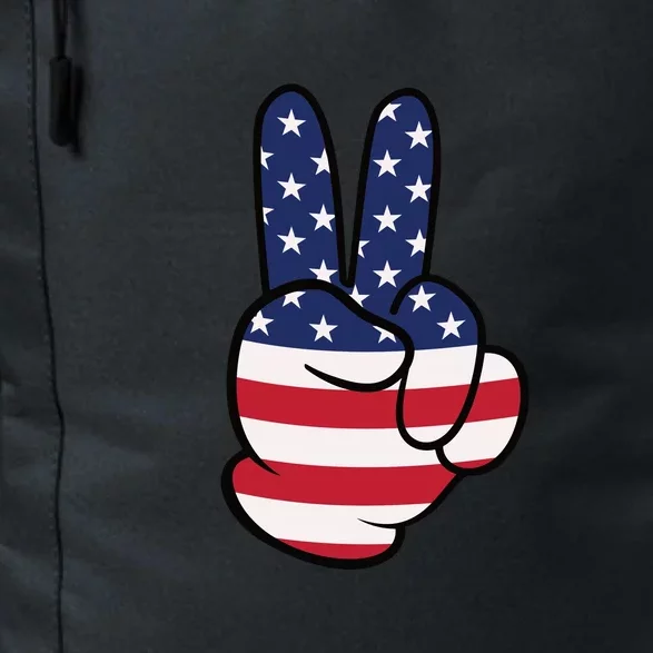 American Flag Peace Sign Hand 4th Of July Daily Commute Backpack