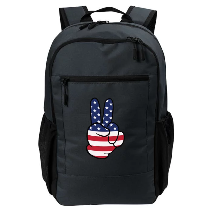 American Flag Peace Sign Hand 4th Of July Daily Commute Backpack