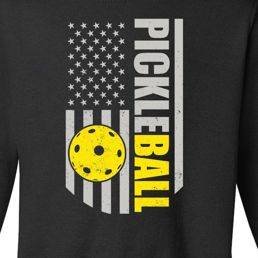 American Flag Pickleball Love Playing Pickle Ball Toddler Sweatshirt