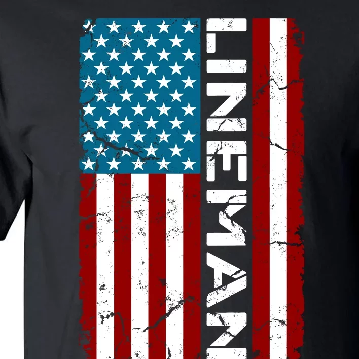 American Flag Patriotic Electric Cable Lineman Tall T-Shirt