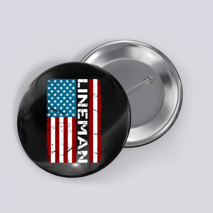 American Flag Patriotic Electric Cable Lineman Button