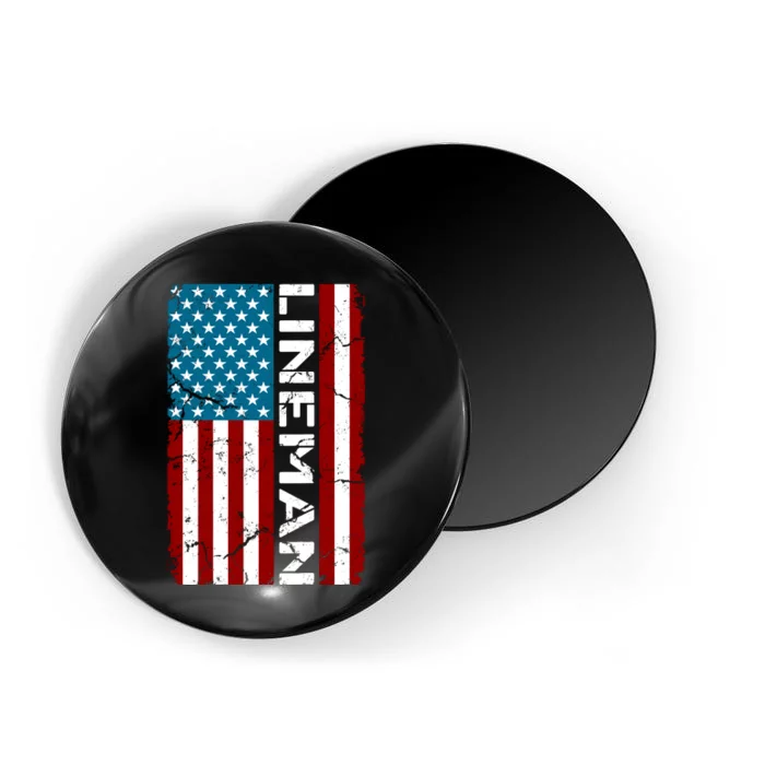 American Flag Patriotic Electric Cable Lineman Magnet