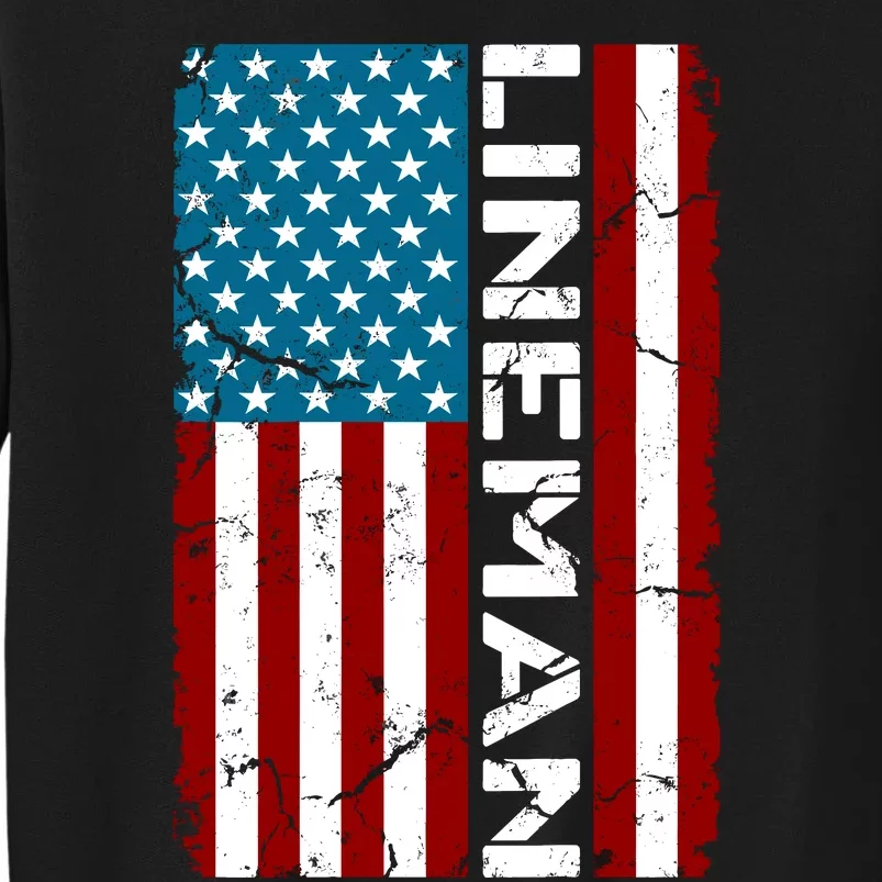 American Flag Patriotic Electric Cable Lineman Tall Sweatshirt