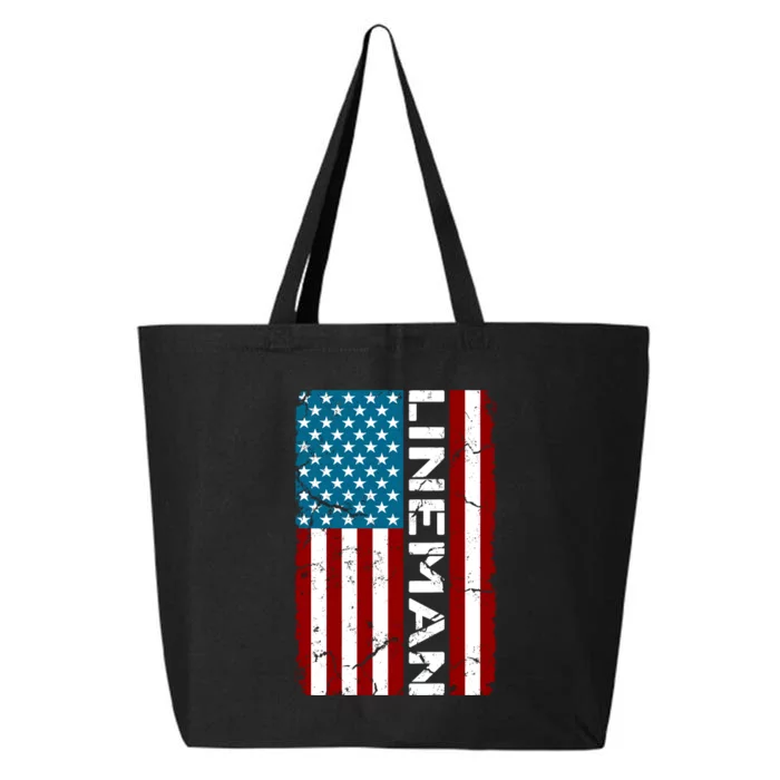 American Flag Patriotic Electric Cable Lineman 25L Jumbo Tote