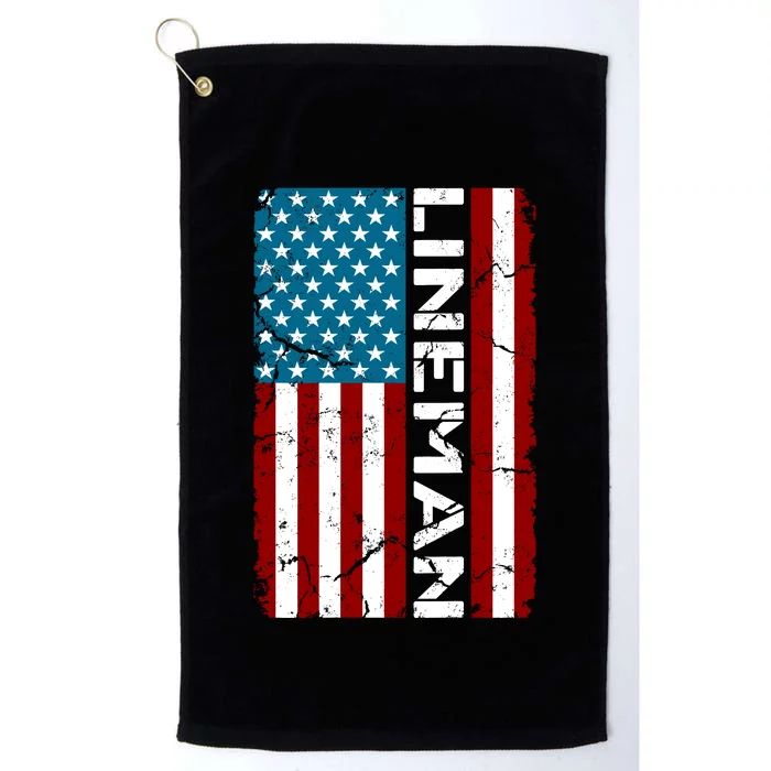 American Flag Patriotic Electric Cable Lineman Platinum Collection Golf Towel