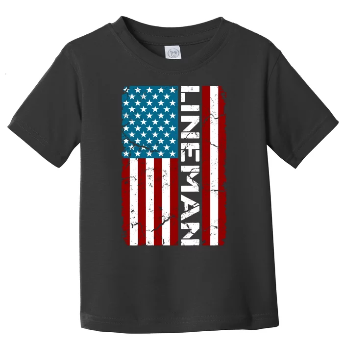 American Flag Patriotic Electric Cable Lineman Toddler T-Shirt