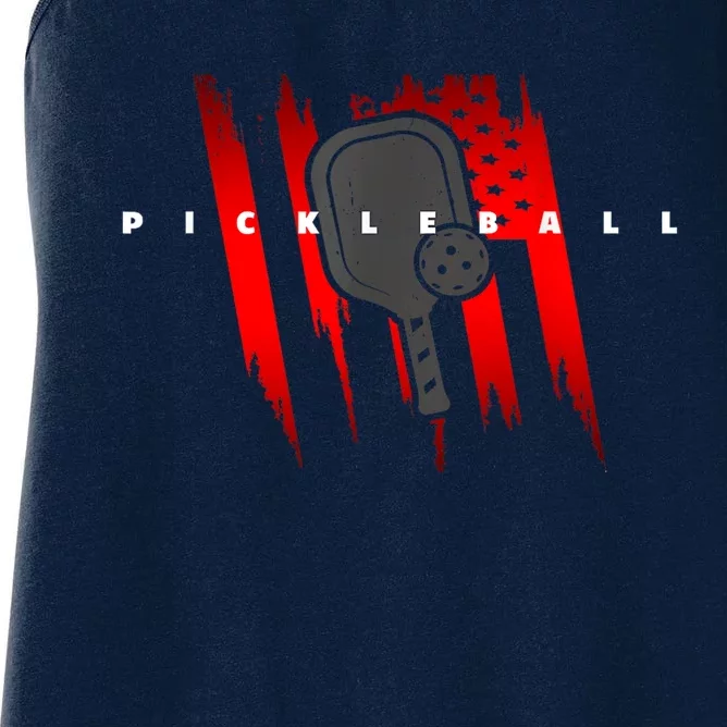 American Flag Pickleball Sport Pickleball Paddles Gift Ideas Women's Racerback Tank