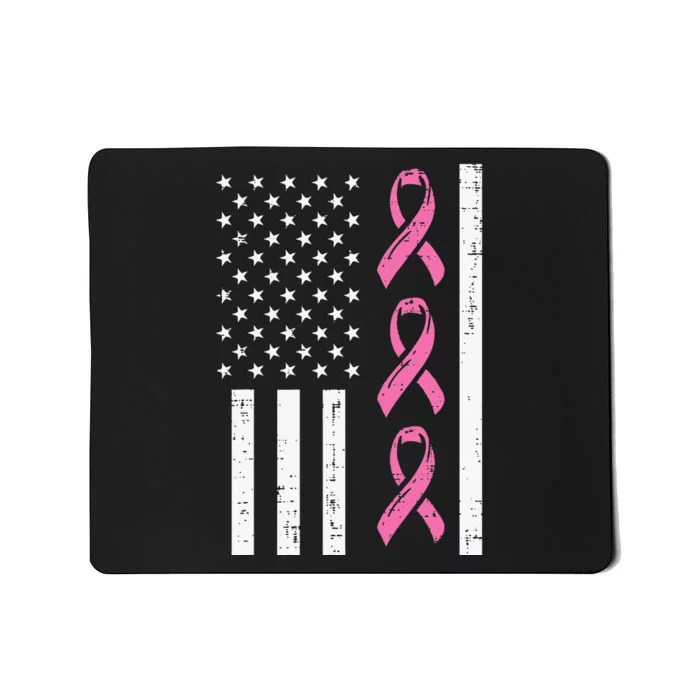 American Flag Pink Ribbon Breast Cancer Awareness Patriotic Mousepad