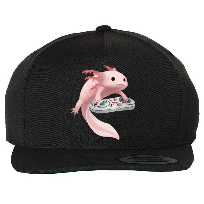 Axolotl Fish Playing Video Game Axolotl Lizard Gamers Wool Snapback Cap