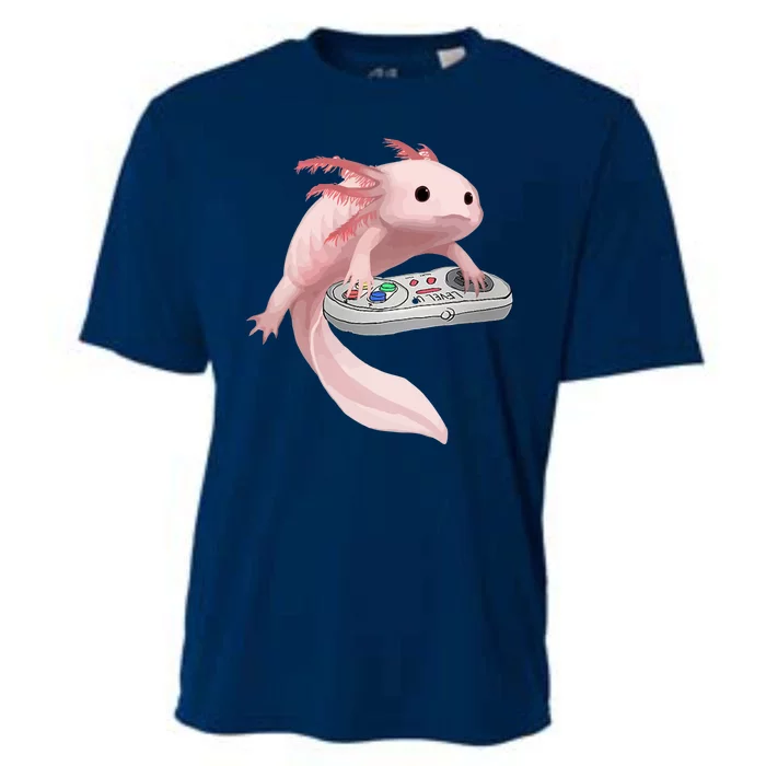 Axolotl Fish Playing Video Game Axolotl Lizard Gamers Cooling Performance Crew T-Shirt