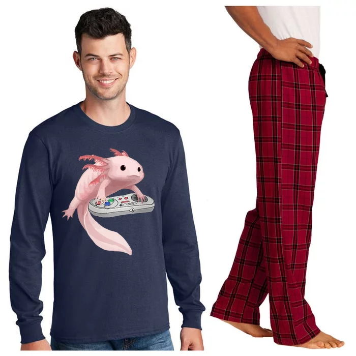 Axolotl Fish Playing Video Game Axolotl Lizard Gamers Long Sleeve Pajama Set