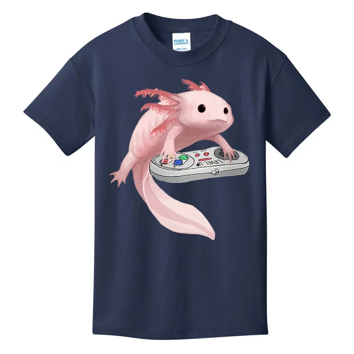 Axolotl Fish Playing Video Game Axolotl Lizard Gamers Kids T-Shirt