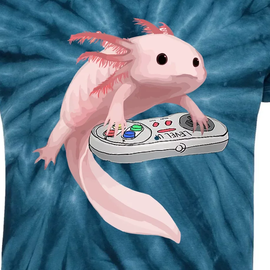 Axolotl Fish Playing Video Game Axolotl Lizard Gamers Kids Tie-Dye T-Shirt