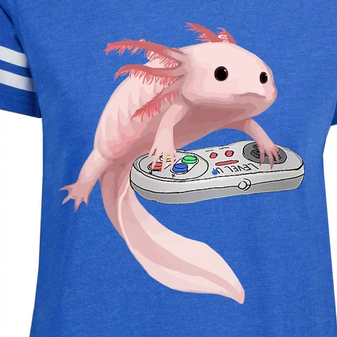 Axolotl Fish Playing Video Game Axolotl Lizard Gamers Enza Ladies Jersey Football T-Shirt