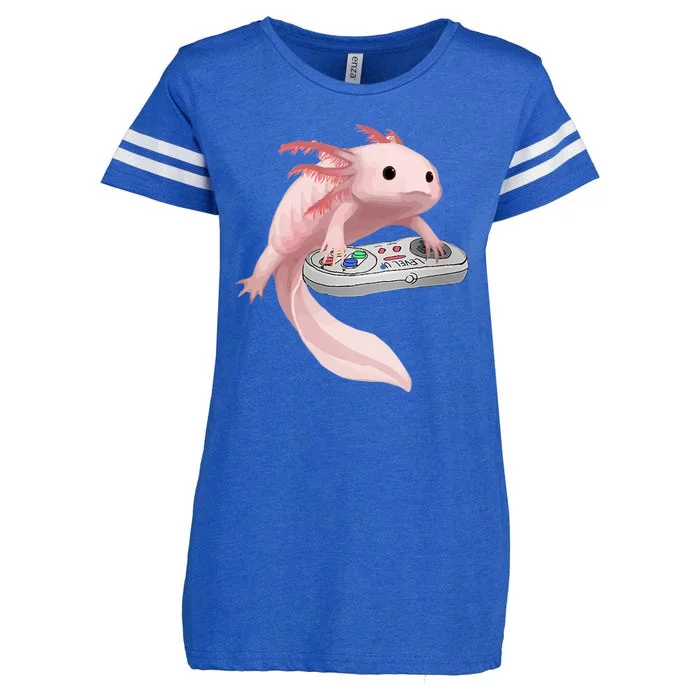 Axolotl Fish Playing Video Game Axolotl Lizard Gamers Enza Ladies Jersey Football T-Shirt