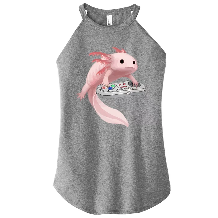 Axolotl Fish Playing Video Game Axolotl Lizard Gamers Women’s Perfect Tri Rocker Tank