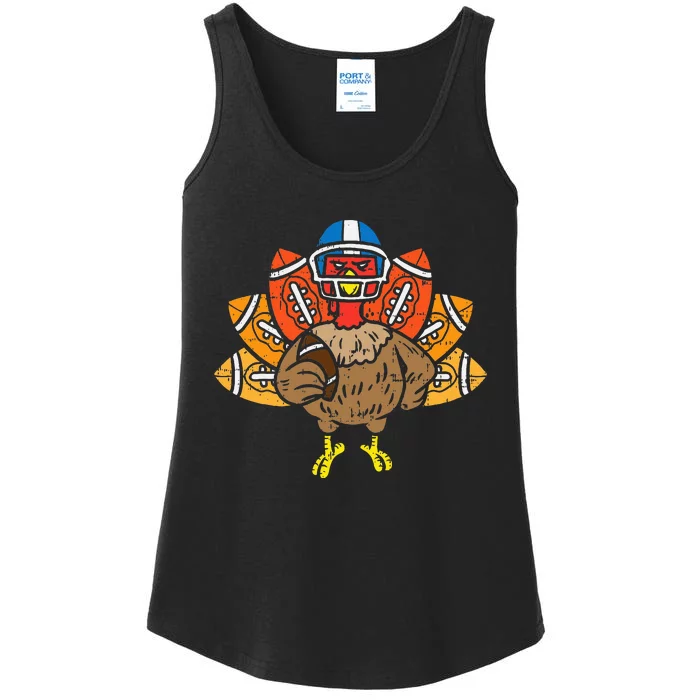 American Football Player Turkey Thanksgiving Day Sport Gift Ladies Essential Tank