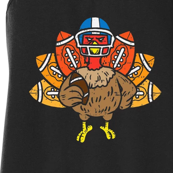 American Football Player Turkey Thanksgiving Day Sport Gift Women's Racerback Tank