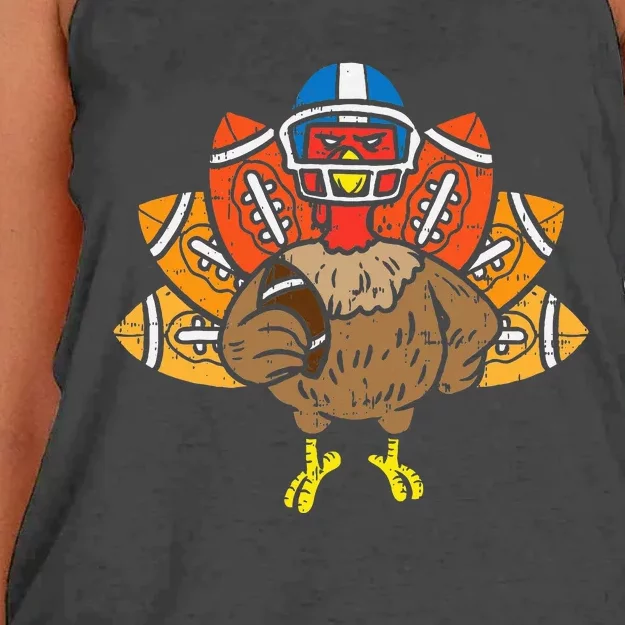 American Football Player Turkey Thanksgiving Day Sport Gift Women's Knotted Racerback Tank