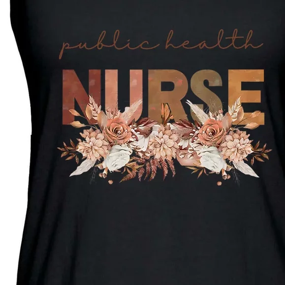 Autumn Floral Public Health Nurse Fall Flowers Leaves Rn Ladies Essential Flowy Tank