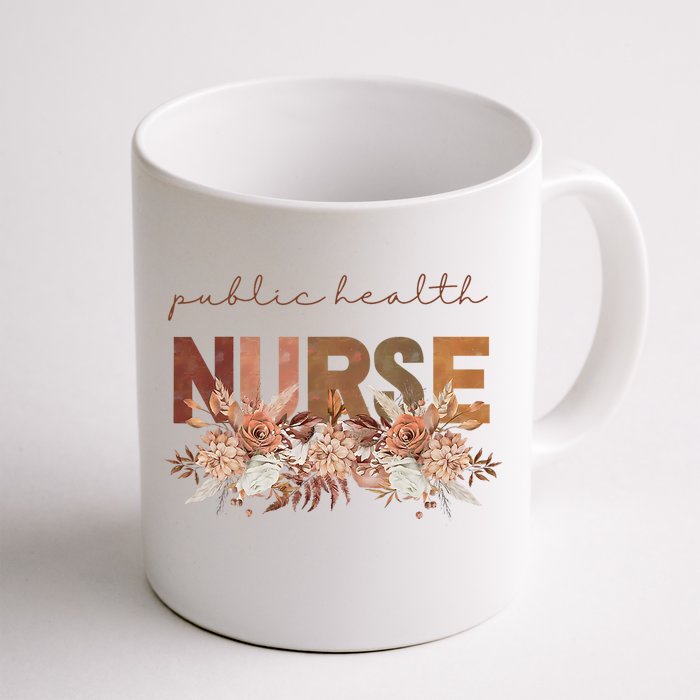 Autumn Floral Public Health Nurse Fall Flowers Leaves Rn Front & Back Coffee Mug