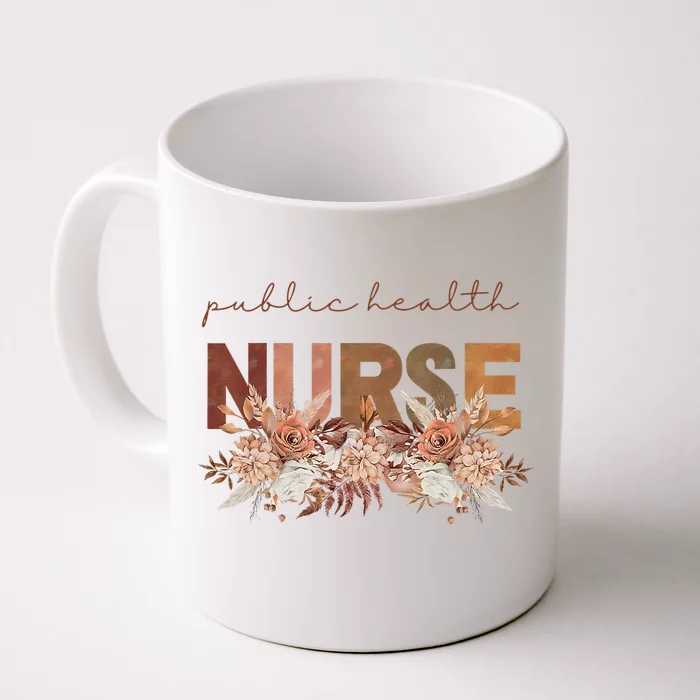 Autumn Floral Public Health Nurse Fall Flowers Leaves Rn Front & Back Coffee Mug