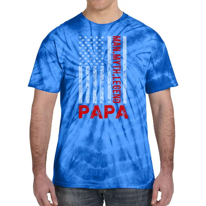 American Flag Papa Myth Legend Gift Tie-Dye T-Shirt