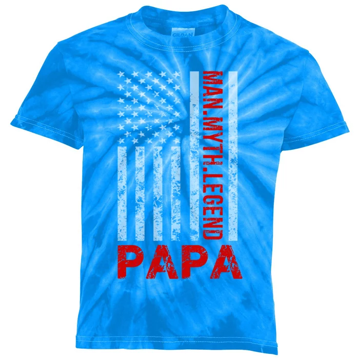 American Flag Papa Myth Legend Gift Kids Tie-Dye T-Shirt