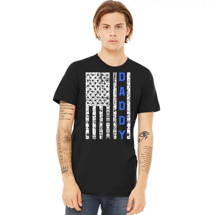 American Flag Police Dad Gift For Cop Fathers Day Premium T-Shirt