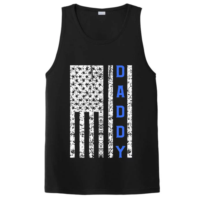 American Flag Police Dad Gift For Cop Fathers Day Performance Tank