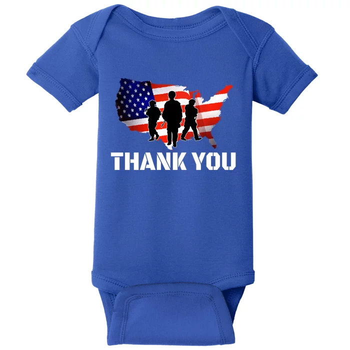 American Flag Patriotic Thank You Gift Baby Bodysuit