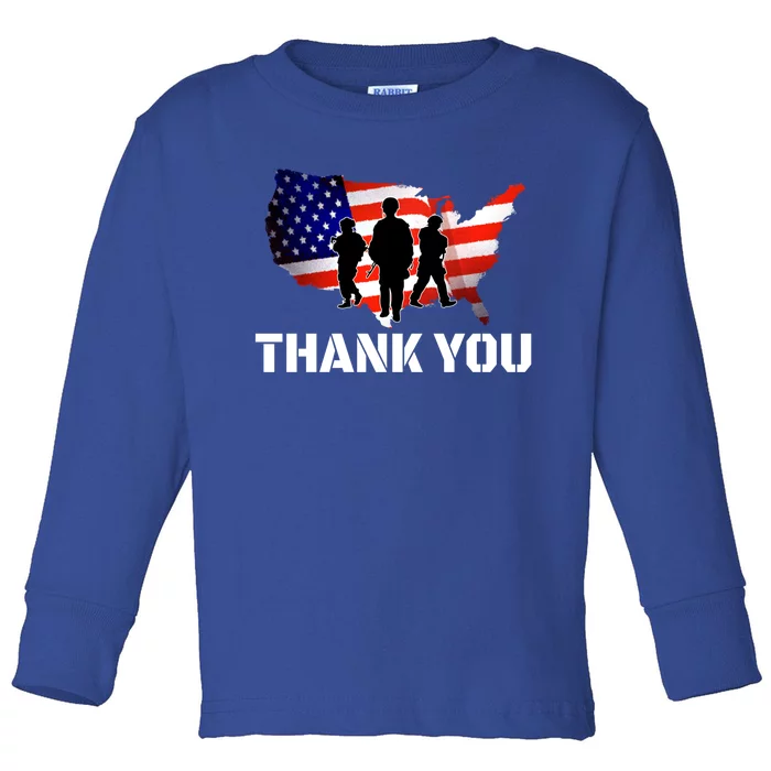 American Flag Patriotic Thank You Gift Toddler Long Sleeve Shirt