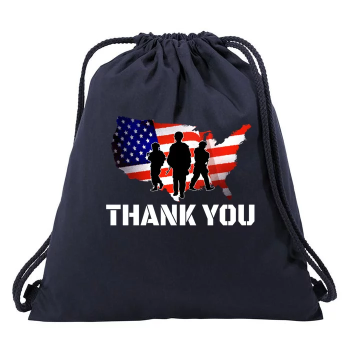 American Flag Patriotic Thank You Gift Drawstring Bag