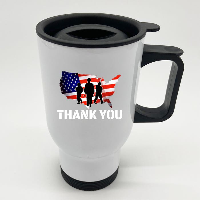 American Flag Patriotic Thank You Gift Front & Back Stainless Steel Travel Mug