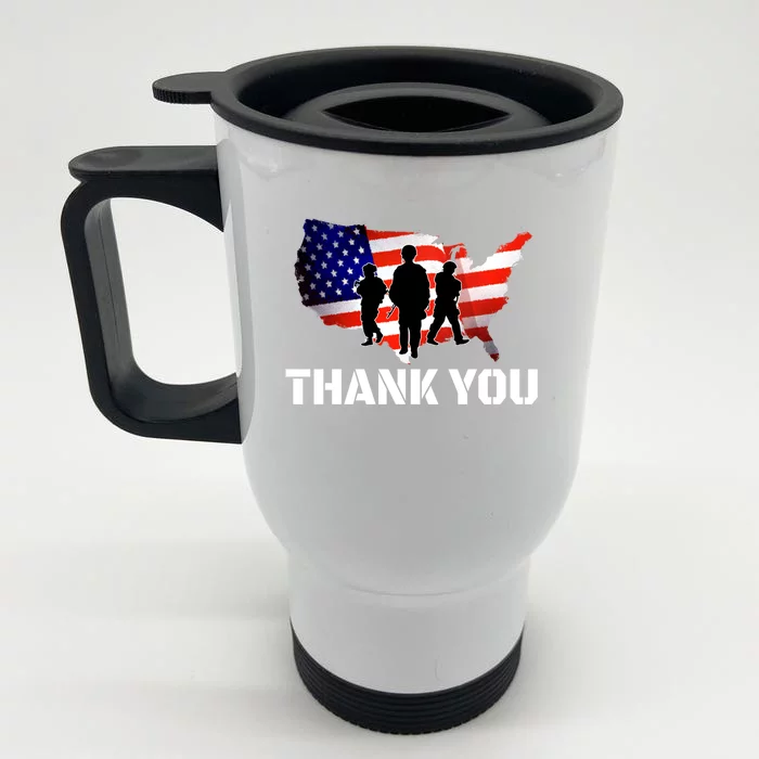 American Flag Patriotic Thank You Gift Front & Back Stainless Steel Travel Mug