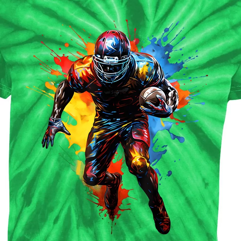 American Football Player Paint Kids Tie-Dye T-Shirt