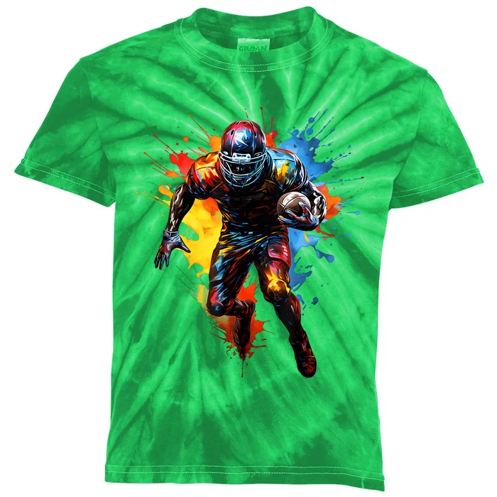 American Football Player Paint Kids Tie-Dye T-Shirt