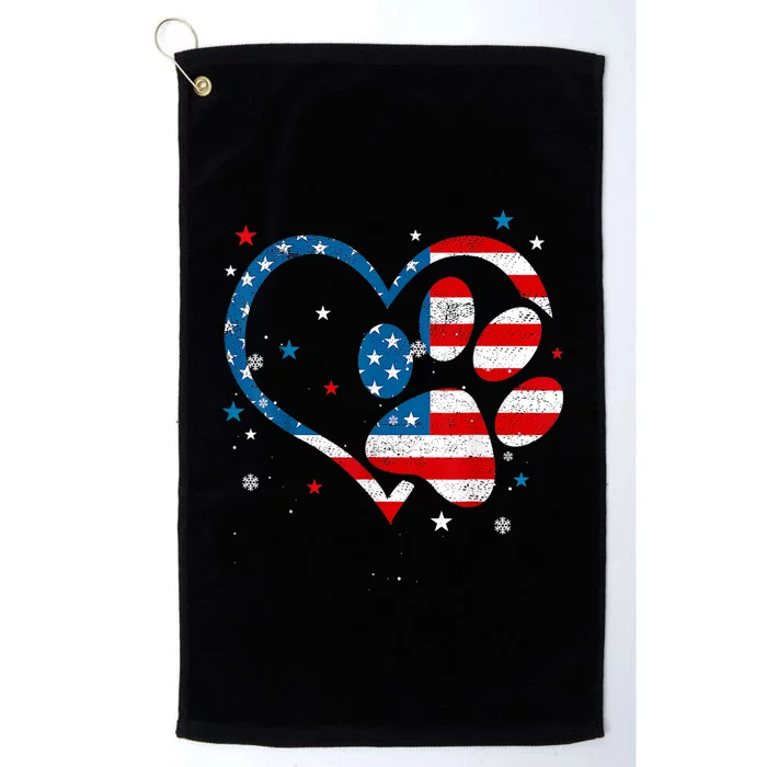 American Flag Patriotic Dog & Cat Paw Print 4th Of July Platinum Collection Golf Towel