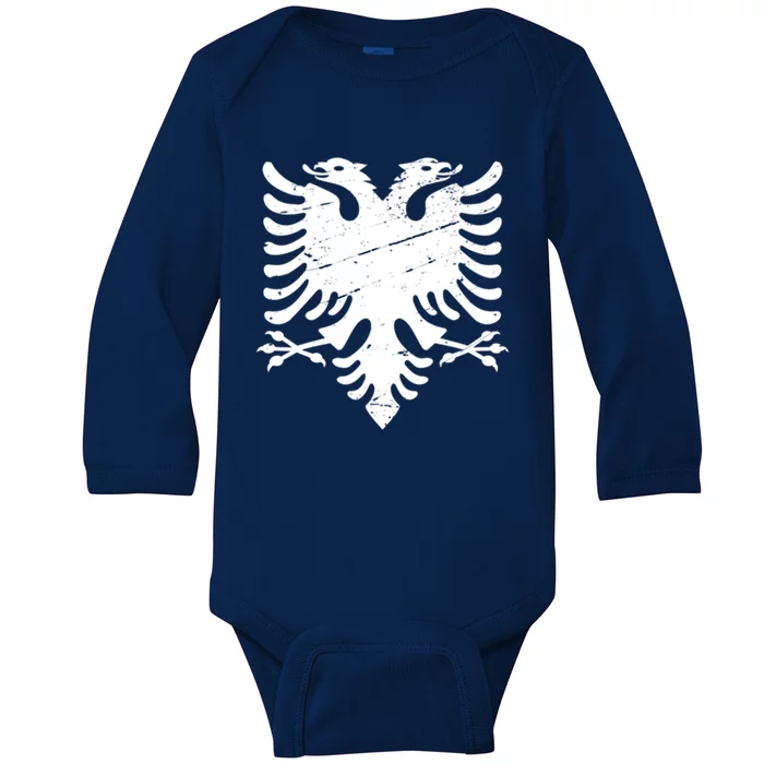 Albanian Flag Patriotic Albania Eagle Gift Baby Long Sleeve Bodysuit