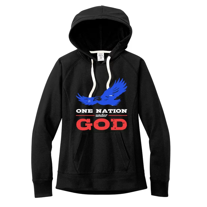 American Flag Patriot One Nation Under God Christian Verses Meaningful Gift Women's Fleece Hoodie