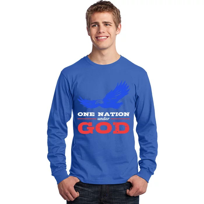 American Flag Patriot One Nation Under God Christian Verses Meaningful Gift Long Sleeve Shirt