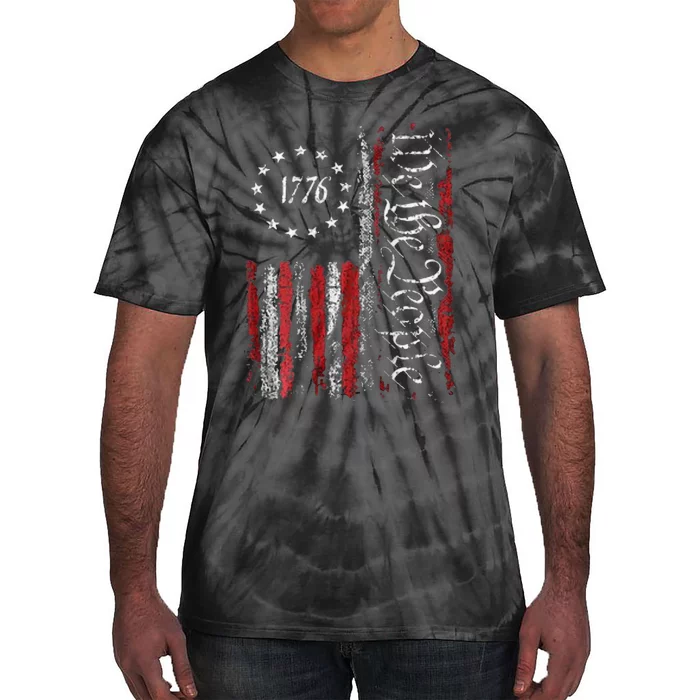 American Flag Patriotic 1776 We The People USA Print Tie-Dye T-Shirt