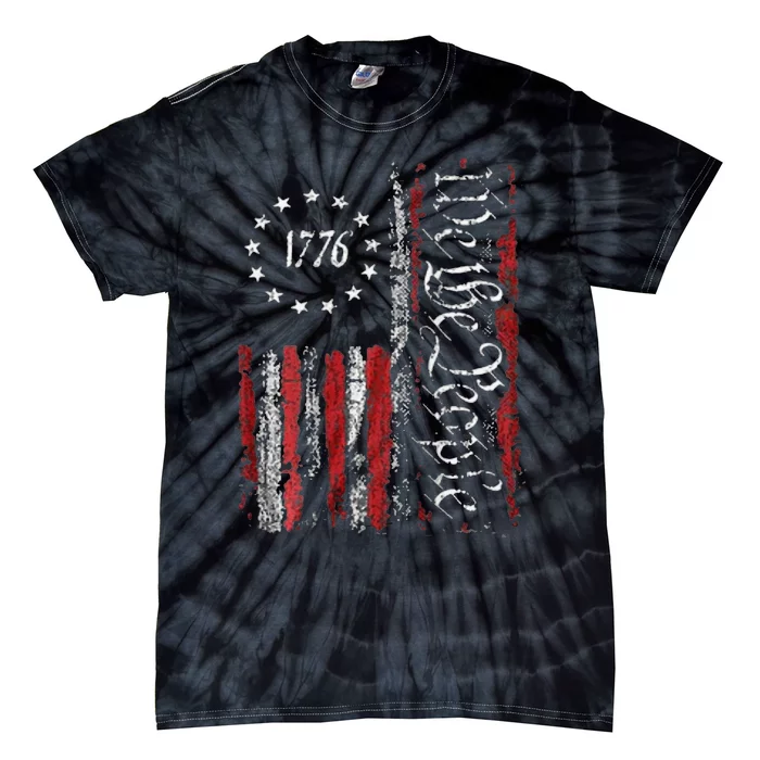 American Flag Patriotic 1776 We The People USA Print Tie-Dye T-Shirt