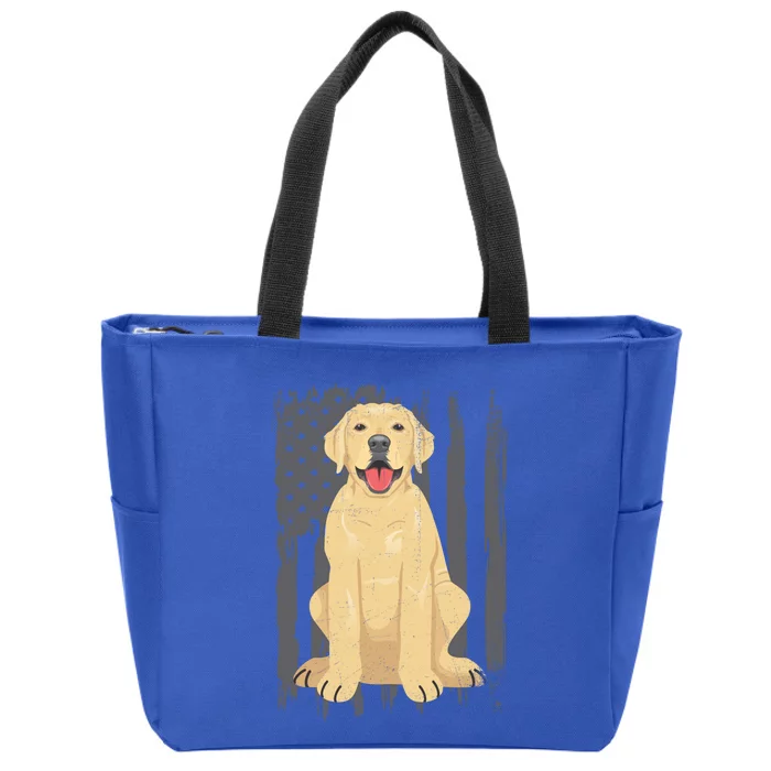 American Flag Patriotic Labrador Dog Lover Gift Zip Tote Bag