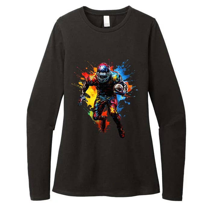 American Football Player Paint Womens CVC Long Sleeve Shirt