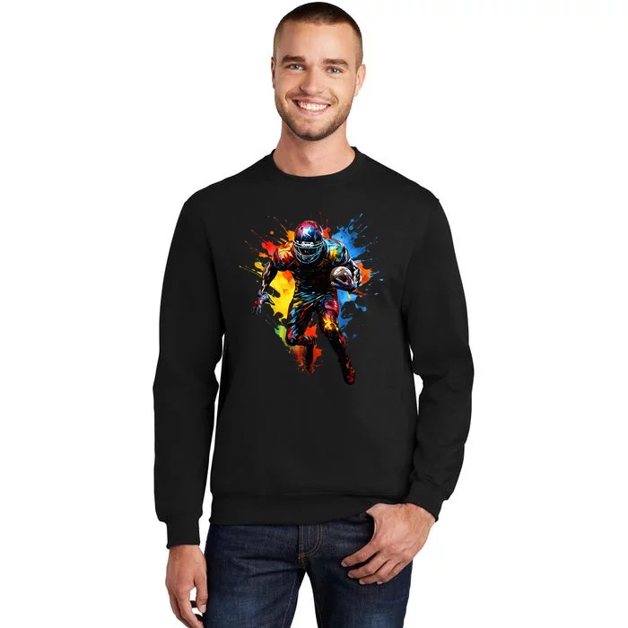 American Football Player Paint Tall Sweatshirt